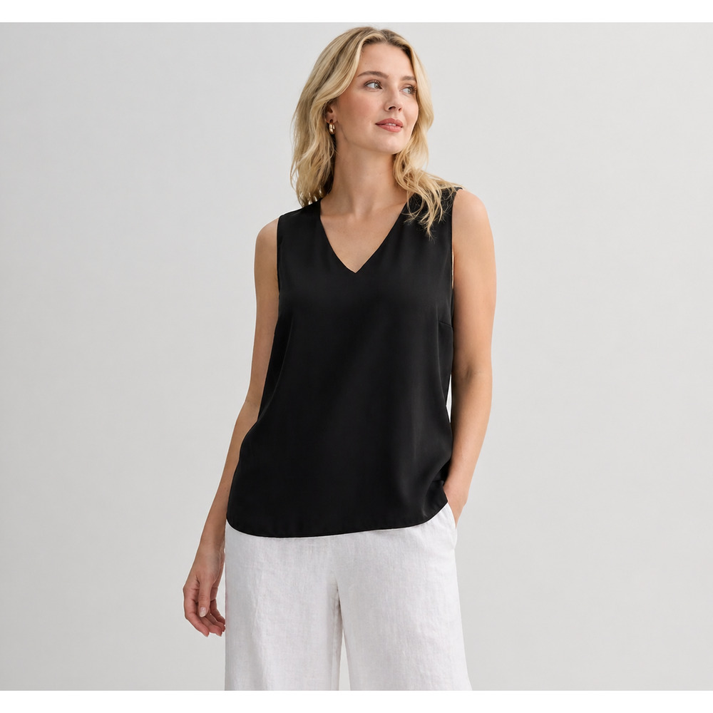 NWT Nine West Lightweight V Neck Sleeveless Shell Top Black Womens Plus 0X Lined